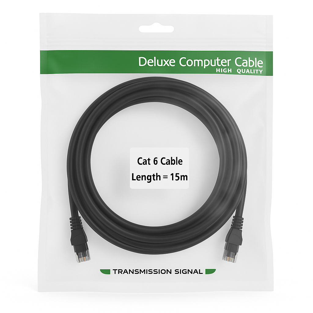 CAT6 RJ45 Ethernet Cable Black – UTP Patch Lead (1m–20m)