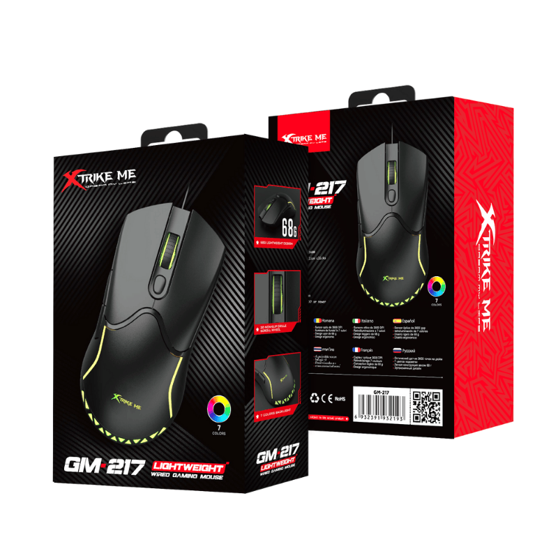 XTrike Me GM-217 Wired Gaming Mouse - 3600 DPI, 7-Colour Lighting