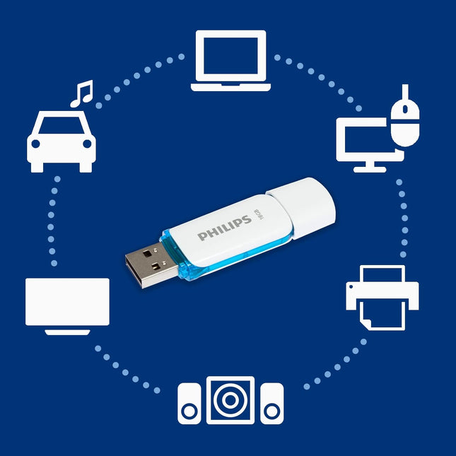 Philips Snow USB 2.0 Flash Drive - 4/8/16/32 GB