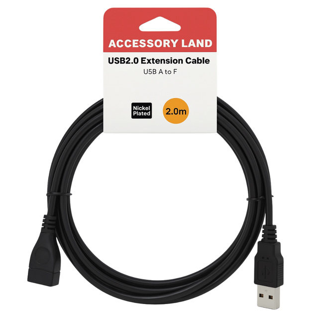 USB 2.0 A to A Extension Cable - 2m to 5m - Black - Hang