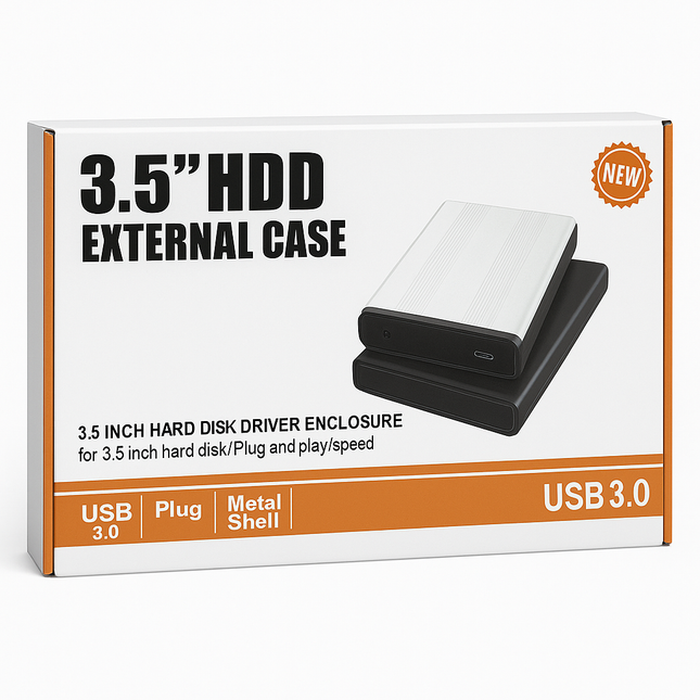 3.5" Hard Drive Enclosure – USB External HDD Case, Metal Shell