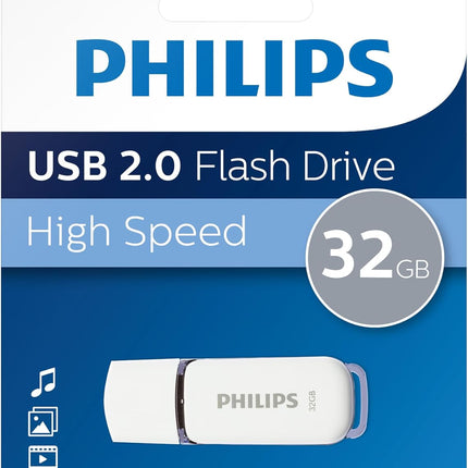 Philips Snow USB 2.0 Flash Drive - 4/8/16/32 GB