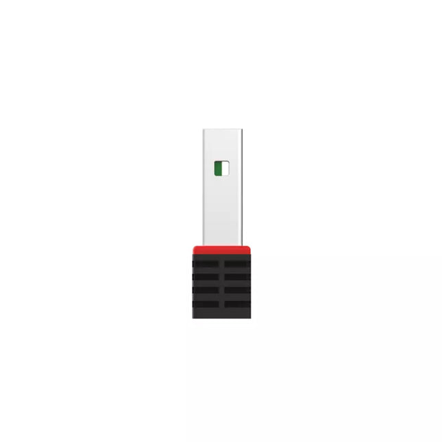 Small rectangular device with a white top, red middle, and black bottom on a white background