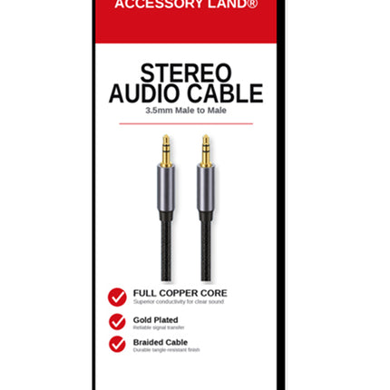 Accessory Land 3.5mm Male to Male Stereo Audio Cable – Braided Copper Core, 1m, 2m, 3m, 5m