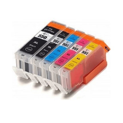 Canon 550XL/551XL Compatible Ink Cartridges - High-Capacity & Standard Blacks, 3-Colour Singles & 5-Colour Box Set