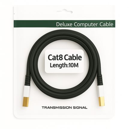 RJ45 CAT 8 PVC Ethernet Cable - Male-to-Male, 1-10 m (Black)