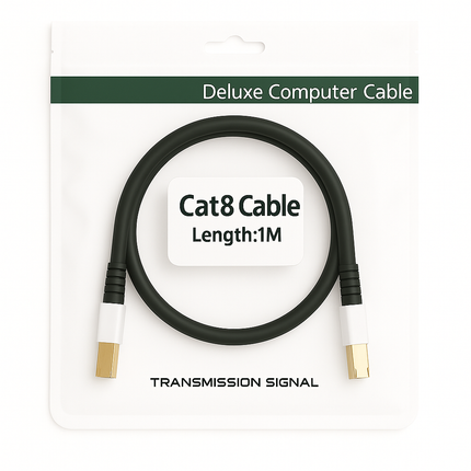 RJ45 CAT 8 PVC Ethernet Cable - Male-to-Male, 1-10 m (Black)