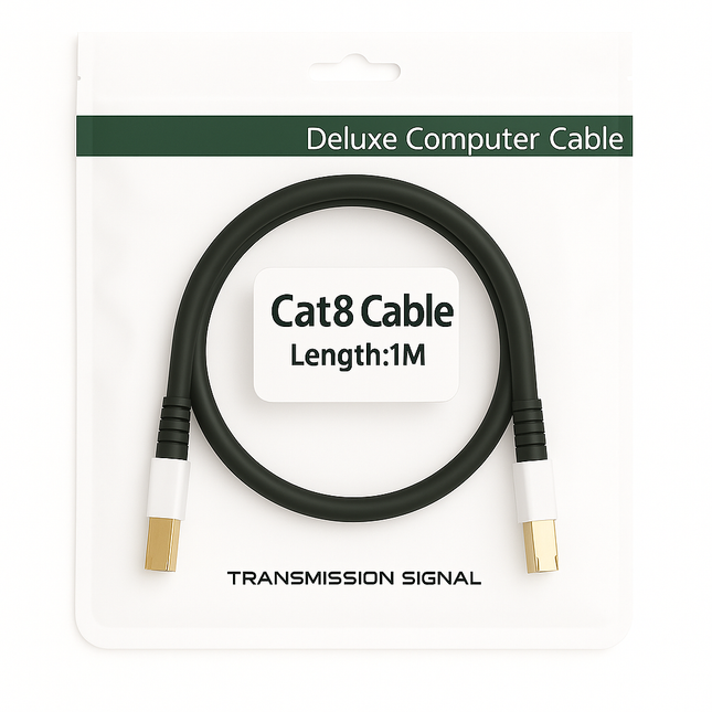 RJ45 CAT 8 PVC Ethernet Cable - Male-to-Male, 1-10 m (Black)