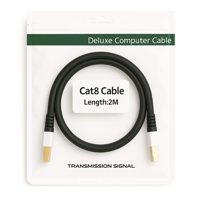 RJ45 CAT 8 PVC Ethernet Cable - Male-to-Male, 1-10 m (Black)