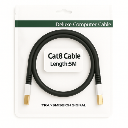 RJ45 CAT 8 PVC Ethernet Cable - Male-to-Male, 1-10 m (Black)