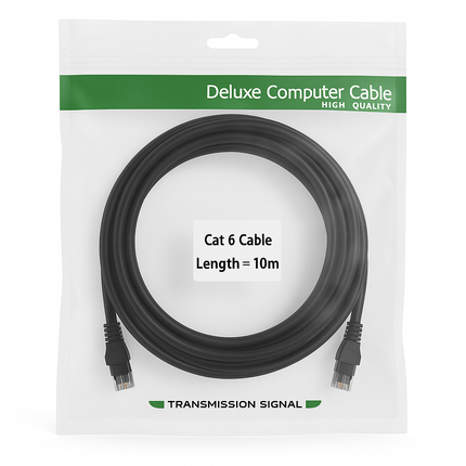 CAT6 RJ45 Ethernet Cable Black - UTP Patch Lead (1m-20m)