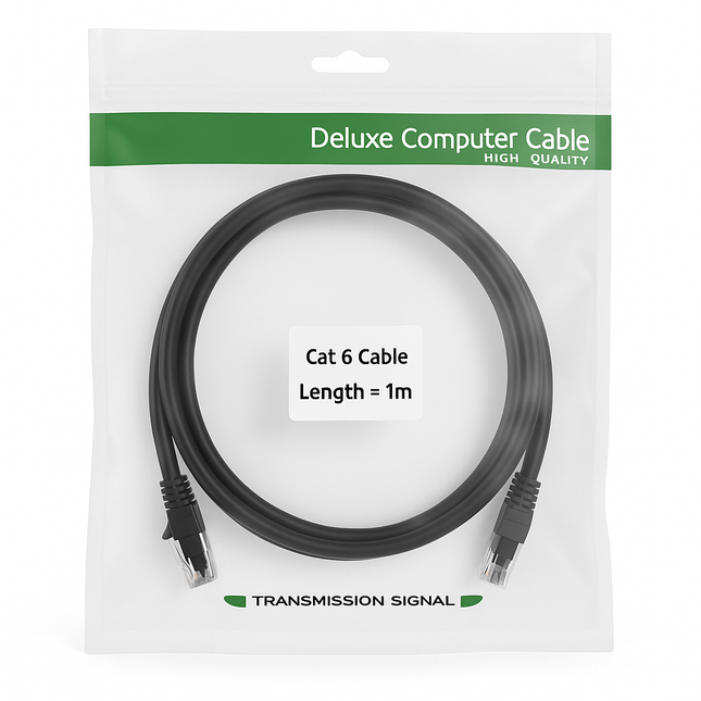 CAT6 RJ45 Ethernet Cable Black - UTP Patch Lead (1m-20m)