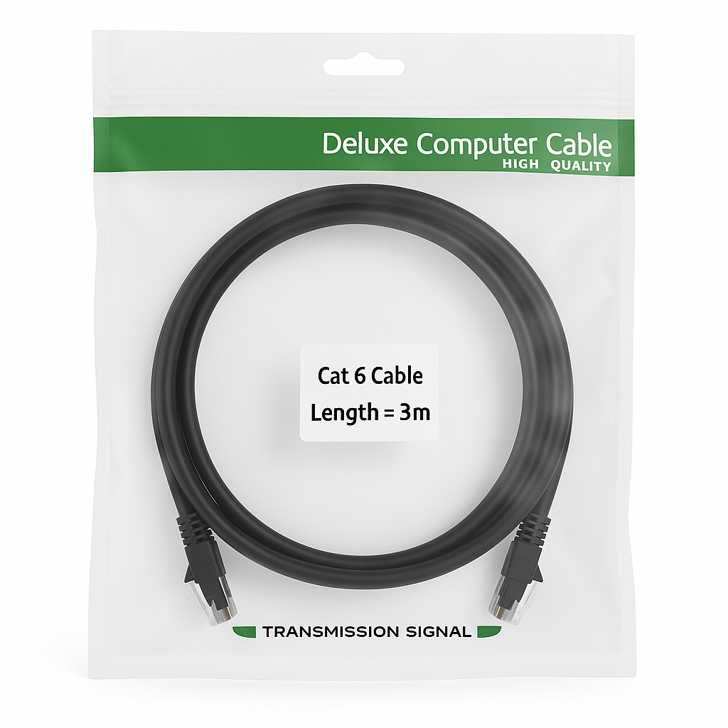 CAT6 RJ45 Ethernet Cable Black – UTP Patch Lead (1m–20m)
