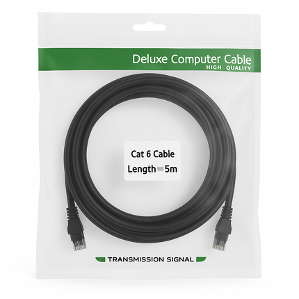 CAT6 RJ45 Ethernet Cable Black - UTP Patch Lead (1m-20m)