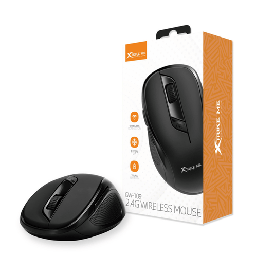 XTrike Me GW-109 Wireless Mouse - 2.4G, 6 Buttons, 1600 DPI, Black