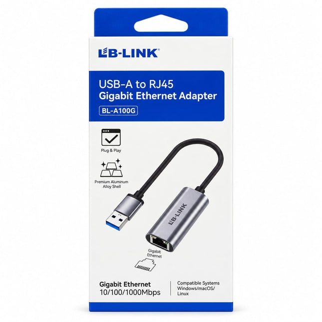 LB-LINK A100G USB Type-A to Gigabit Ethernet Adapter with 1000Mbps Speed