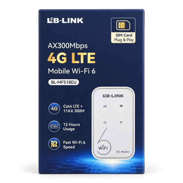 LB-LINK MF518EU AX300Mbps 4G LTE Mobile Wi-Fi 6 Router with Portable Connectivity