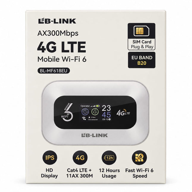 LB-LINK MF618EU Global Wi-Fi 6 4G LTE CAT4 Portable MiFi Router with 3000mAh Battery