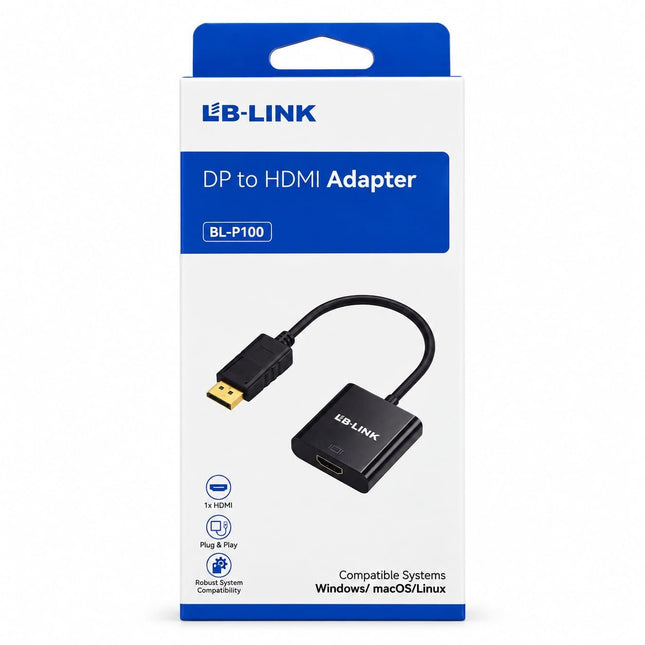 LB-LINK P100 DisplayPort to HDMI-Compatible Adapter with 4K Ultra HD Support