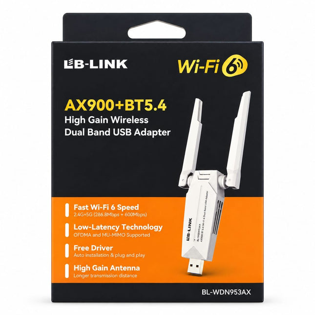 LB-LINK WDN953AX AX900 Wi-Fi 6 Dual-Band Wireless USB Adapter with Bluetooth 5.4