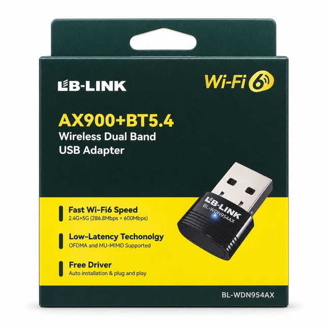 LB-LINK WDN954AX AX900 Wi-Fi 6 Dual-Band Wireless USB Adapter with Bluetooth 5.4