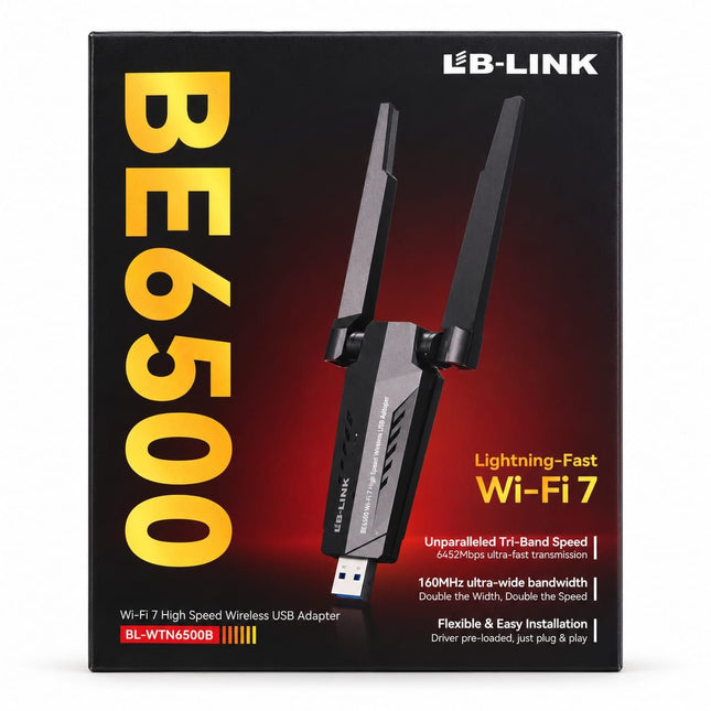 LB-LINK BE6500 Wi-Fi 7 Tri-Band High-Speed Wireless USB Adapter with 6GHz Support