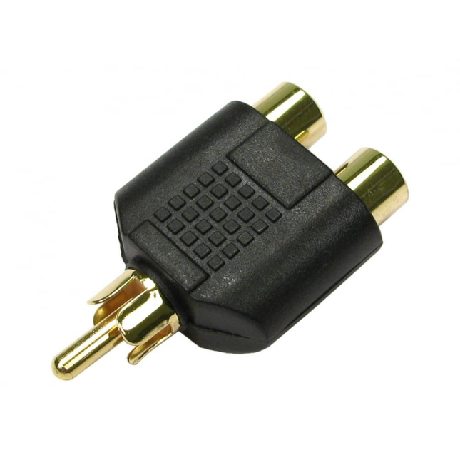 1x RCA Male to 2x RCA Female Audio Splitter - Gold Contacts