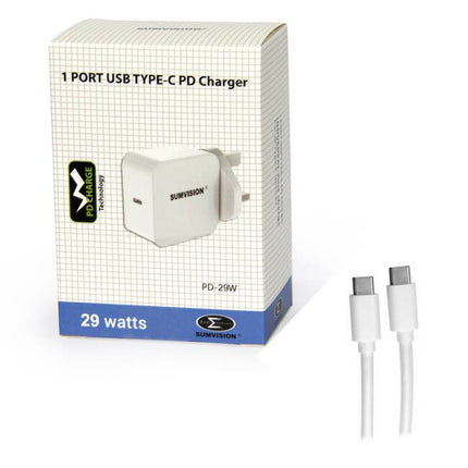Sumvision 29W USB-C PD Charger - Compact Fast Charging for MacBook & Chromebooks