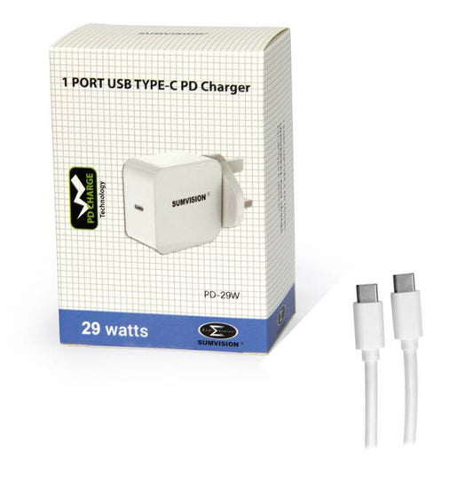 Sumvision 1 Port USB Type C PD Charger 29W