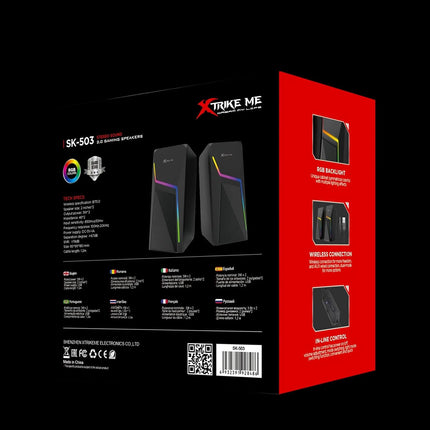 XTrike Me SK-503 2.0 RGB Gaming Speakers - BT5.0, AUX, 3W x2