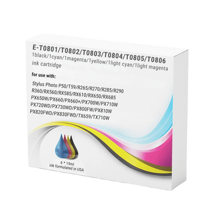 Epson T080 Compatible Ink Cartridges - High-Capacity 6-Colour Set & Singles