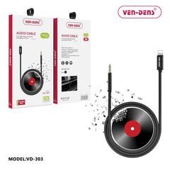 Ven-Dens audio cable with packaging and product on a white background