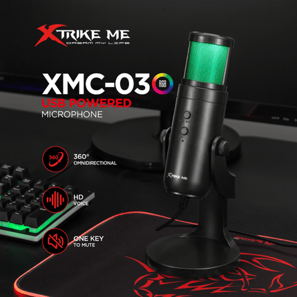 XTrike Me XMC-03 RGB Gaming Microphone - USB, 48kHz, Cardioid