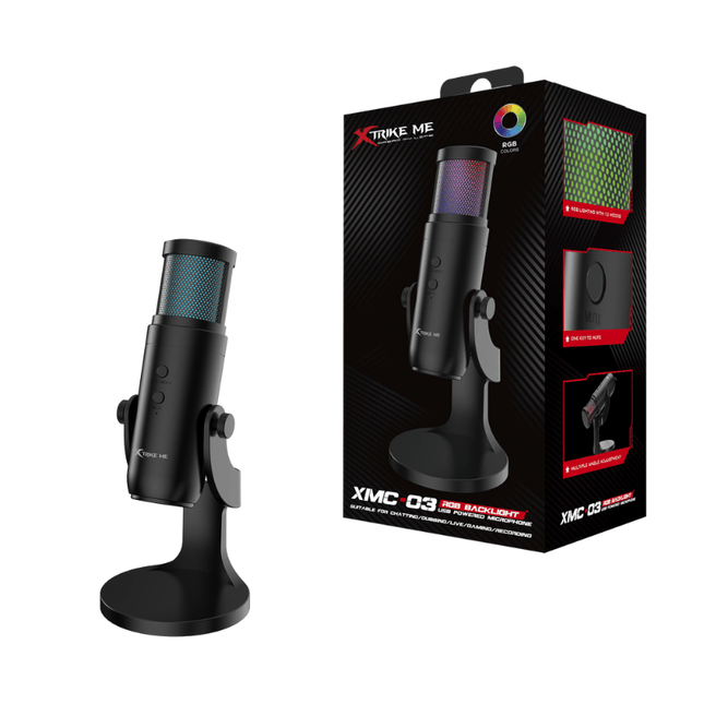 XTrike Me XMC-03 RGB Gaming Microphone - USB, 48kHz, Cardioid