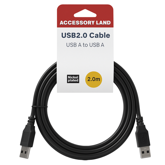 USB 2.0 A to A Data Cable - 2m, 3m, 5m - Black - Hang