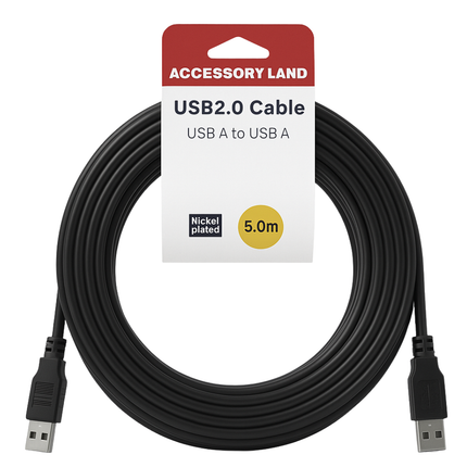 USB 2.0 A to A Data Cable - 2m, 3m, 5m - Black - Hang