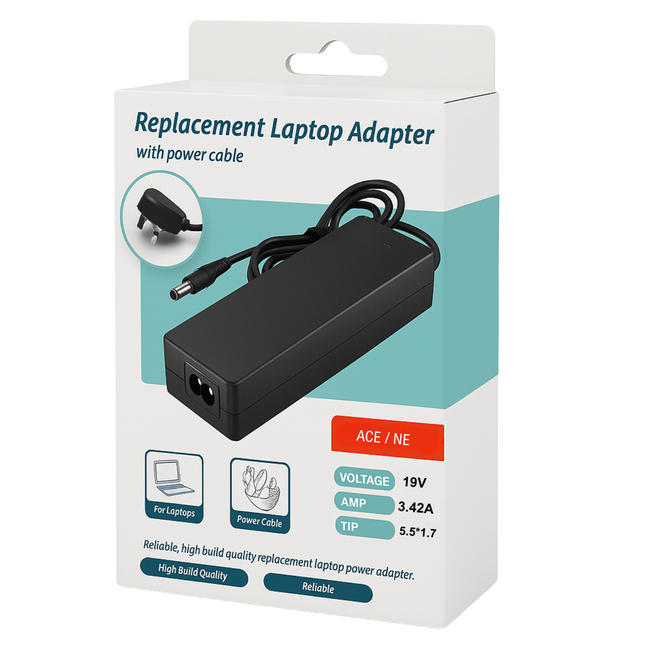 Acer / NEC Compatible Laptop Charger - 19V 3.42A 65W, 5.5x1.7mm Tip