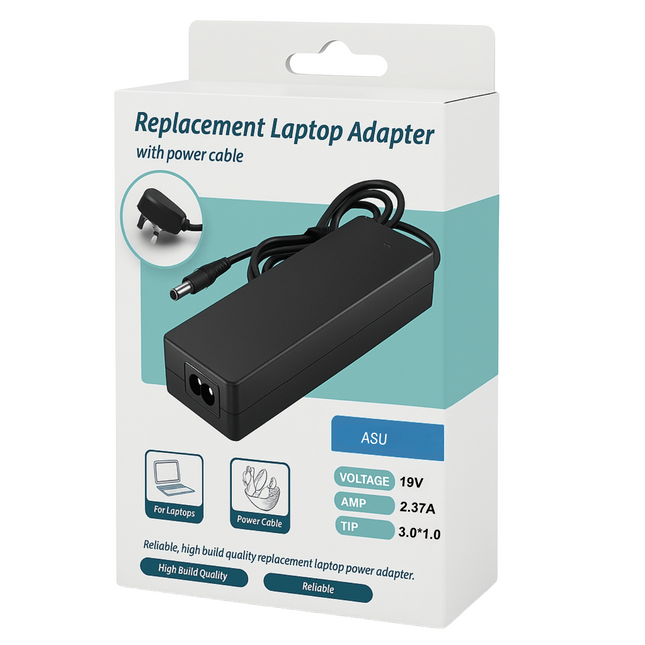 Asus Compatible Laptop Charger - 19V 2.37A 45W, 3.0x1.0mm Tip