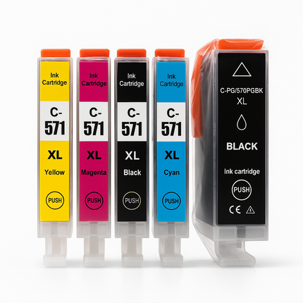 Canon 570XL/571XL Compatible Ink Cartridges - High-Capacity & Standard Blacks, 3-Colour Singles & 5-Colour Box Set