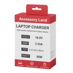 Laptop charger packaging with 'Accessory Land' branding on a white background - eSunrise Wholesale