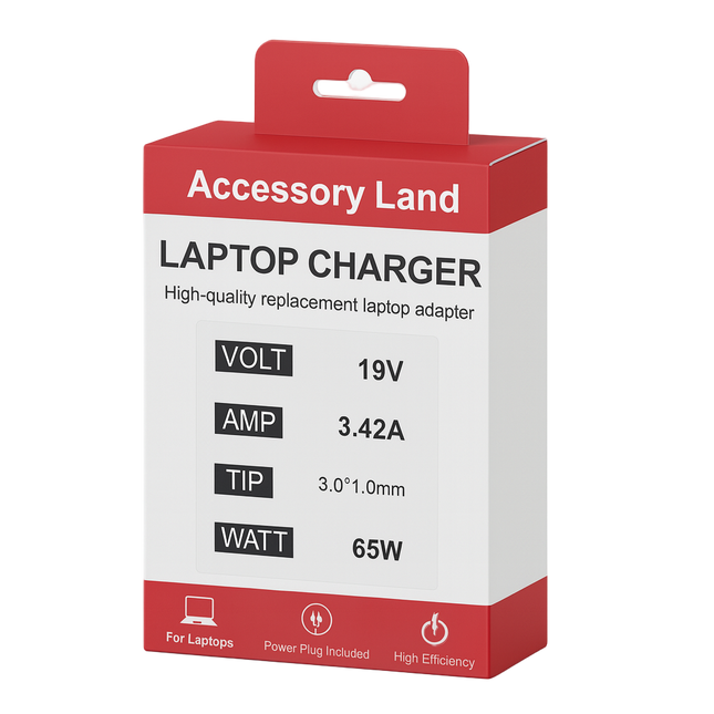 Accessory Land compatible laptop charger packaging on a white background - eSunrise Trade
