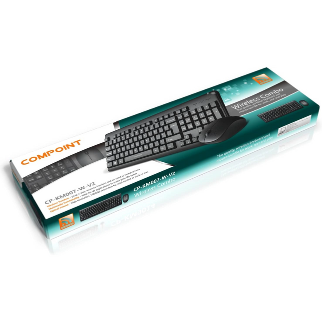 Compoint KM007-W-V2 Wireless Keyboard & Mouse Set - Black