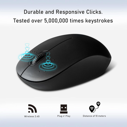 Compoint KM007-W-V2 Wireless Keyboard & Mouse Set - Black