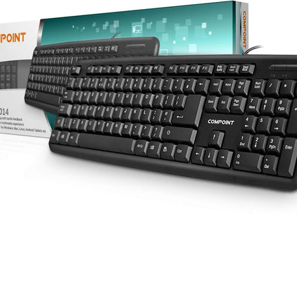 Compoint CP-K9014 Full Size USB Keyboard - UK Layout, Plug & Play