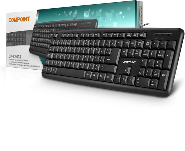 Compoint CP-K9014 Full Size USB Keyboard - UK Layout, Plug & Play