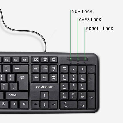Compoint CP-K9014 Full Size USB Keyboard - UK Layout, Plug & Play
