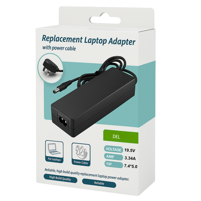 Dell Compatible Laptop Charger - 65W 19.5V 3.34A 7.4x5.0mm