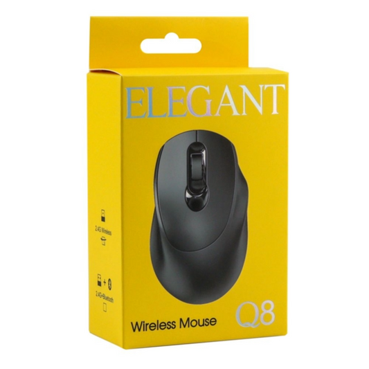 Elegant Q8 Wireless Mouse - Bluetooth & 2.4GHz, 3200 DPI, Type-C
