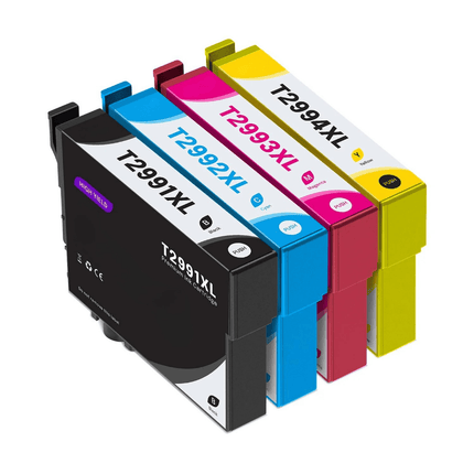 Set of ink cartridges with labels T2991XL, T2992XL, T2993XL, T2994XL on a white background - for wholesale trade