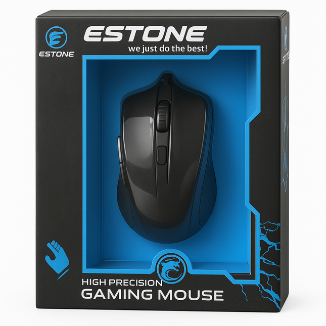 Estone Wired Gaming Mouse - 2400 DPI, 6D Buttons, Ergonomic Design